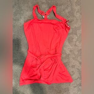Cache Halter Wrap Romper Red Size Small NWOT